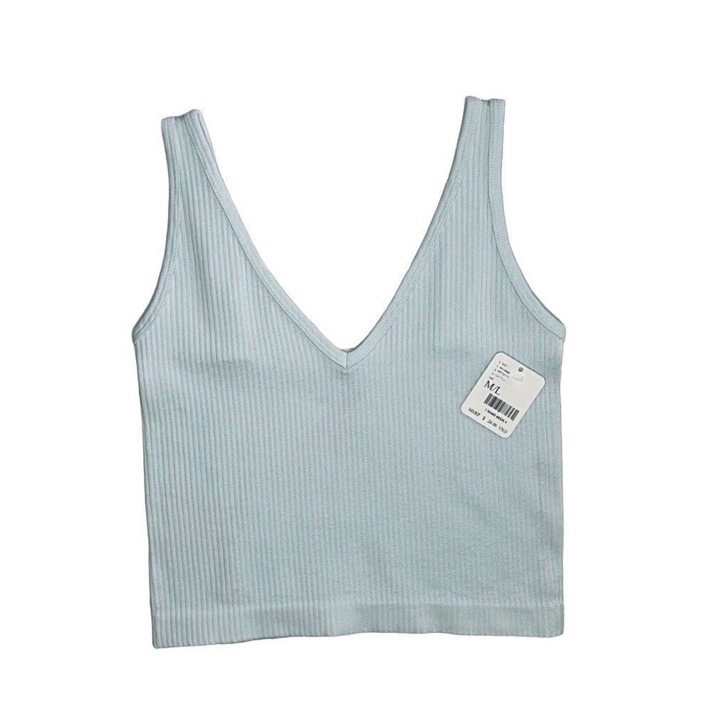 NEW Intimately by Free People Solid Rib Brami Cropped Stretch Tank Top Sky M/L